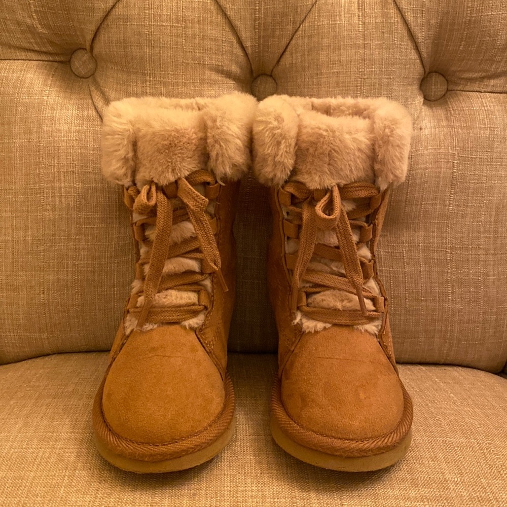Unisex Cozy-Lined Faux-Suede Lace-Up Boots for Toddler